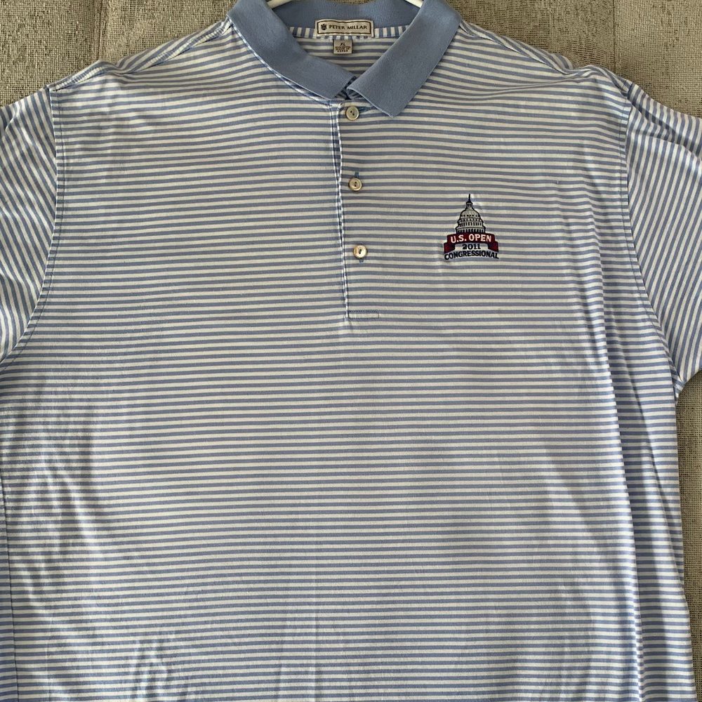 Peter Millar Blue XL Gold Shirt US Open 2011